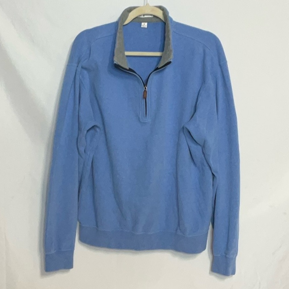 Peter Millar Men's Blue Quarter-Zip Cotton Pullover Size M